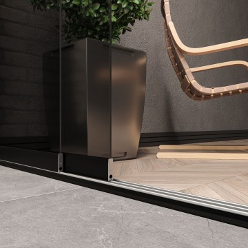 2 meter railssysteem zwart met getint glas