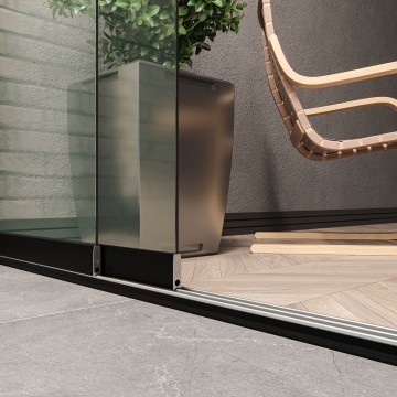 2 meter railssysteem zwart met helder glas