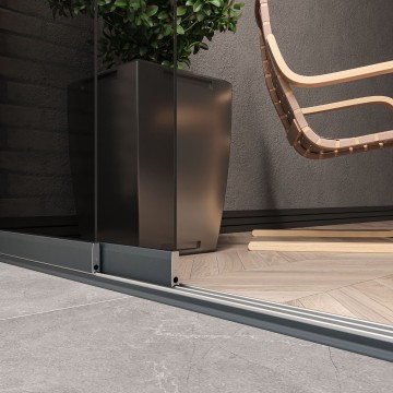 2 meter railsysteem antraciet met getint glas