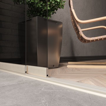 2 meter railsysteem creme met getint glas