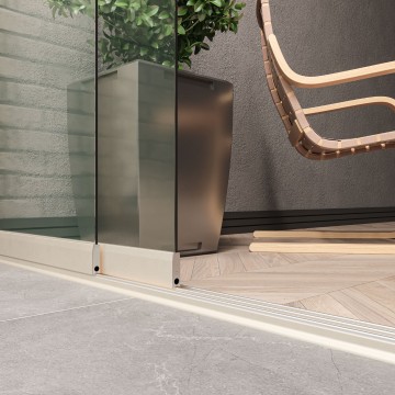 2 meter railsysteem creme met helder glas