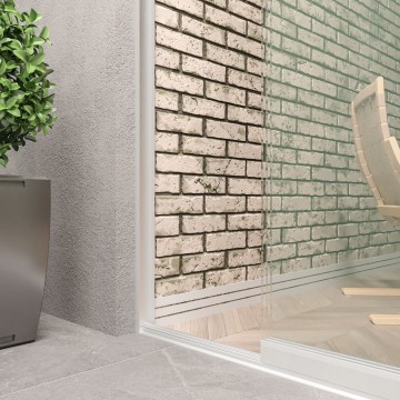 3 railsysteem wit met helder glas van 2000 tot 3000 mm breed met totale hoogte van 1970 mm tot 2700 mm