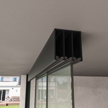 3 spoor boven railsysteem antraciet helder glas