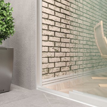 4 railsysteem wit met helder glas van 3000 tot 4000 mm breed met totale hoogte van 1970 mm tot 2700 mm