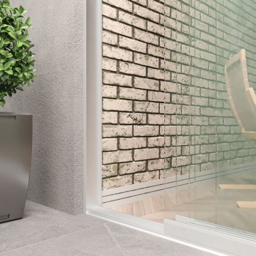 5 railsysteem wit met helder glas van 4000 tot 5000 mm breed met totale hoogte van 1970 mm tot 2700 mm